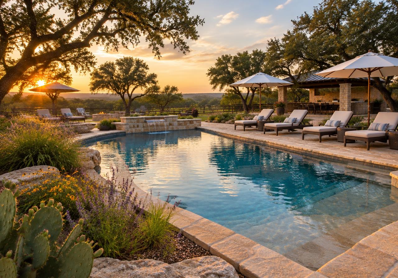 Conceptual image of two swimming pools